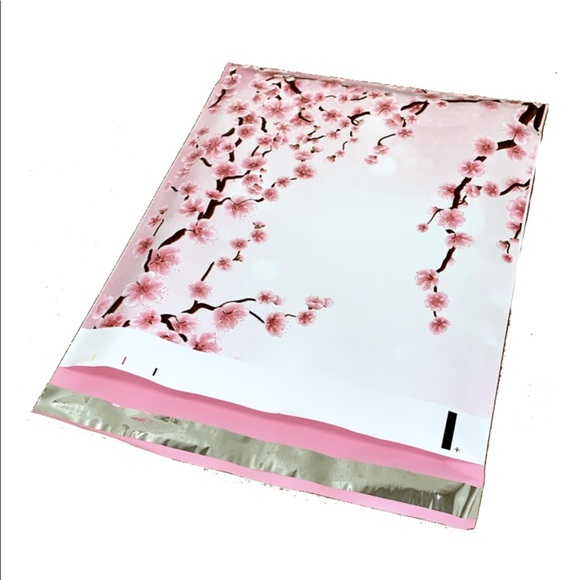 (50) 10 X 13 Cherry Blossoms Flat Poly Mailers - Picture 4 of 6